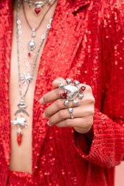 Anillo Escarlata Corazón, joya de plata .925, con cristal Swarovski – Gabriela Sánchez (vista 3)
