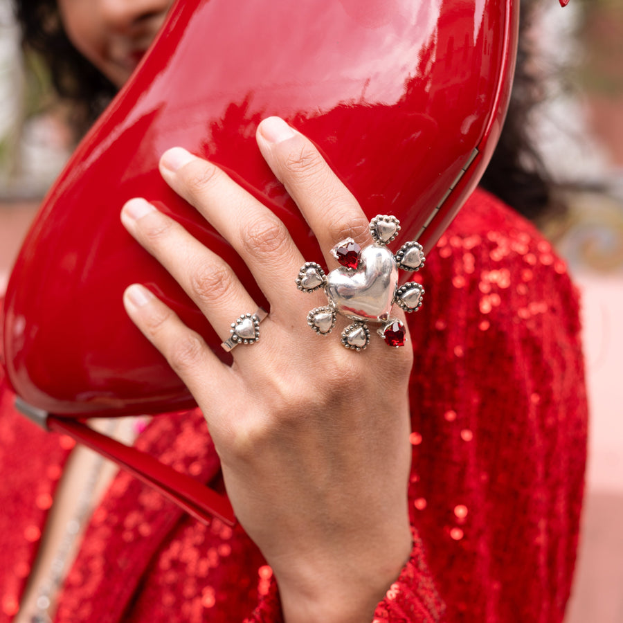Anillo Escarlata Corazón, joya de plata .925, con cristal Swarovski – Gabriela Sánchez