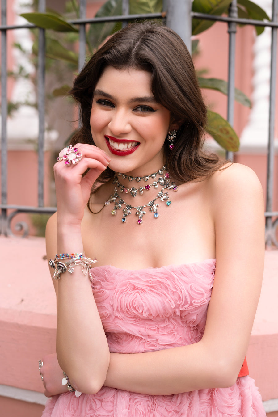 Gargantilla Corazón Rosa, joya de plata .925, con cristal Swarovski – Gabriela Sánchez (vista 3)