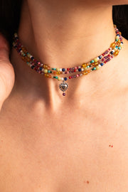 Choker Frutita Cristalizada, joya de plata .925, con jade y concha – Gabriela Sánchez (vista 2)
