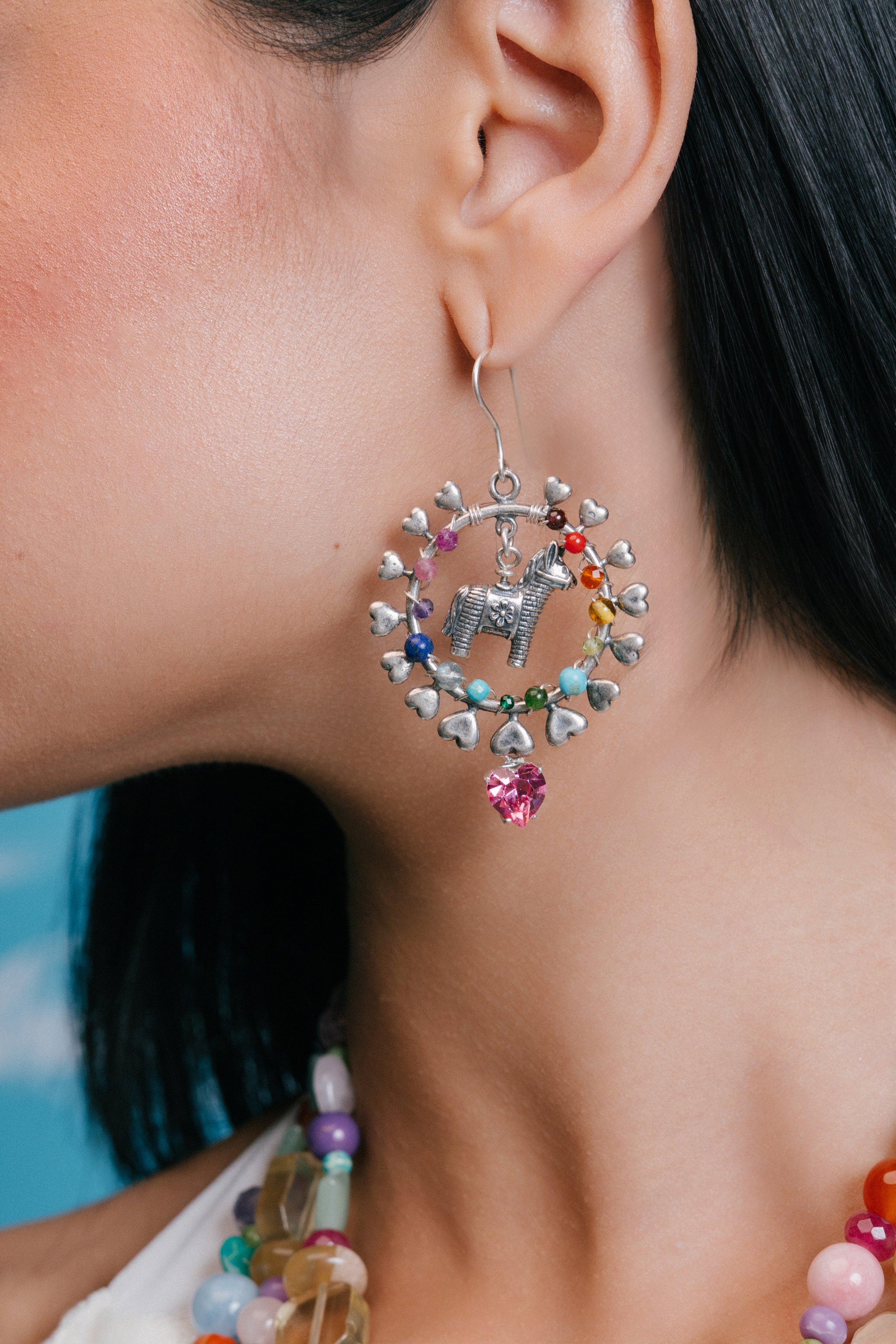 Aretes Ronda de Colores, joya de plata .925, con cristal Swarovski – Gabriela Sánchez (vista 2)