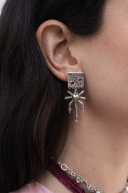 Aretes Amor de Fiesta, joya de plata .925, con amatista y rubí – Gabriela Sánchez (vista 2)