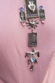 Collar Turrón Rosa de Guadalajara, joya de plata .925, con rubí y cristal Swarovski – Gabriela Sánchez (vista 5)