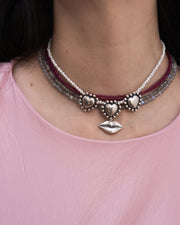 Choker Corazón Enamorado, joya de plata .925, con rubí y perla – Gabriela Sánchez (vista 2)