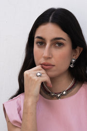 Choker Corazón Enamorado, joya de plata .925, con rubí y perla – Gabriela Sánchez (vista 3)