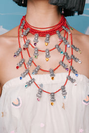 Collar Colección de Muñecas, joya de plata .925, con coral y cristal Swarovski – Gabriela Sánchez (vista 7)