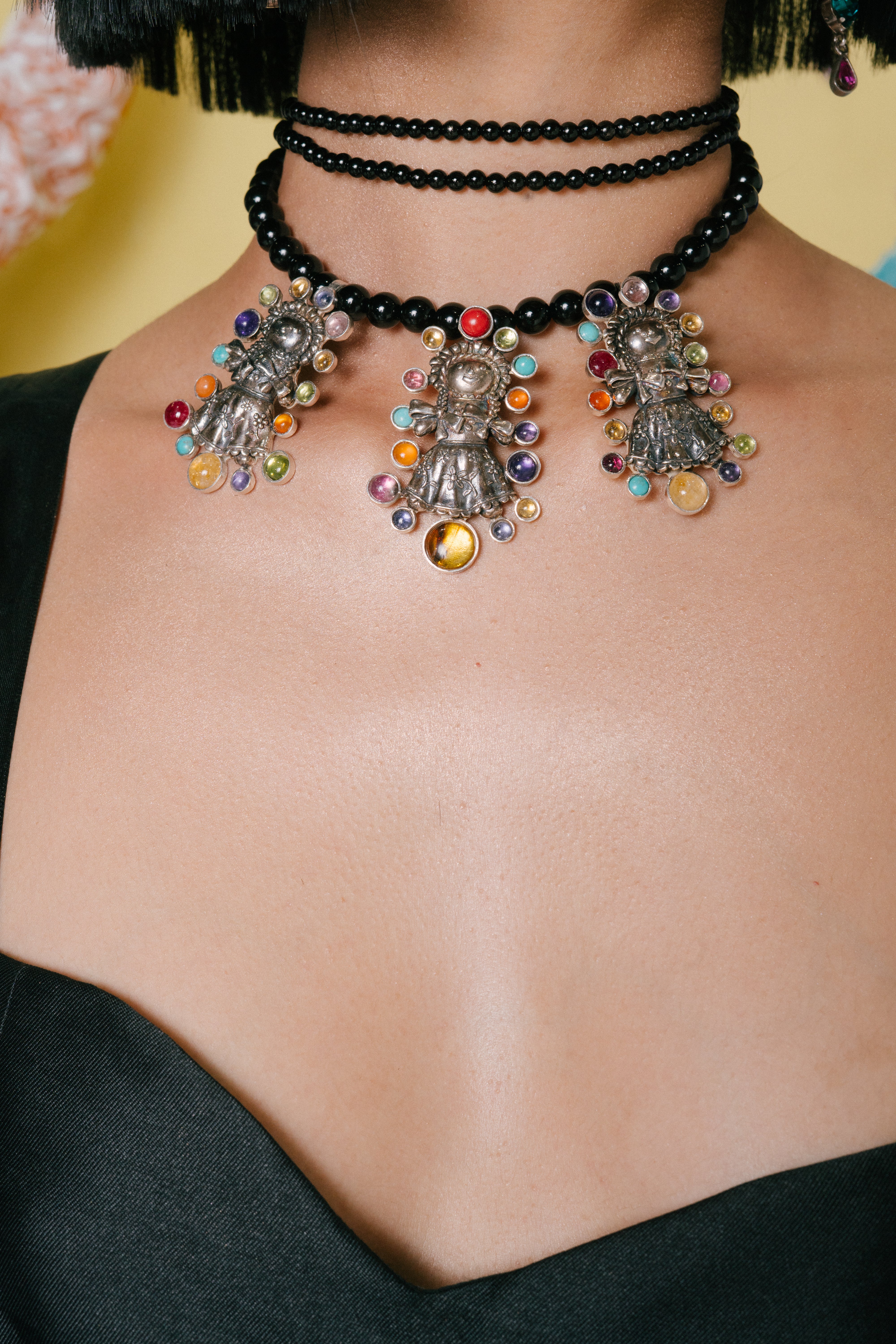 Collar Muñecas Lele Multicolor, joya de plata .925, con ónix y citrina – Gabriela Sánchez (vista 2)