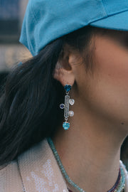 Aretes Corazones Dulces, joya de plata .925, con cristal Swarovski y drusa – Gabriela Sánchez (vista 2)