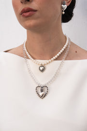 Collar Corazón Puntos Perlitas, joya de plata .925, con perla – Gabriela Sánchez (vista 5)