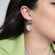 Aretes Corazones de Gratitud, joya de plata .925, con turmalina y cuarzo – Gabriela Sánchez (vista 2)