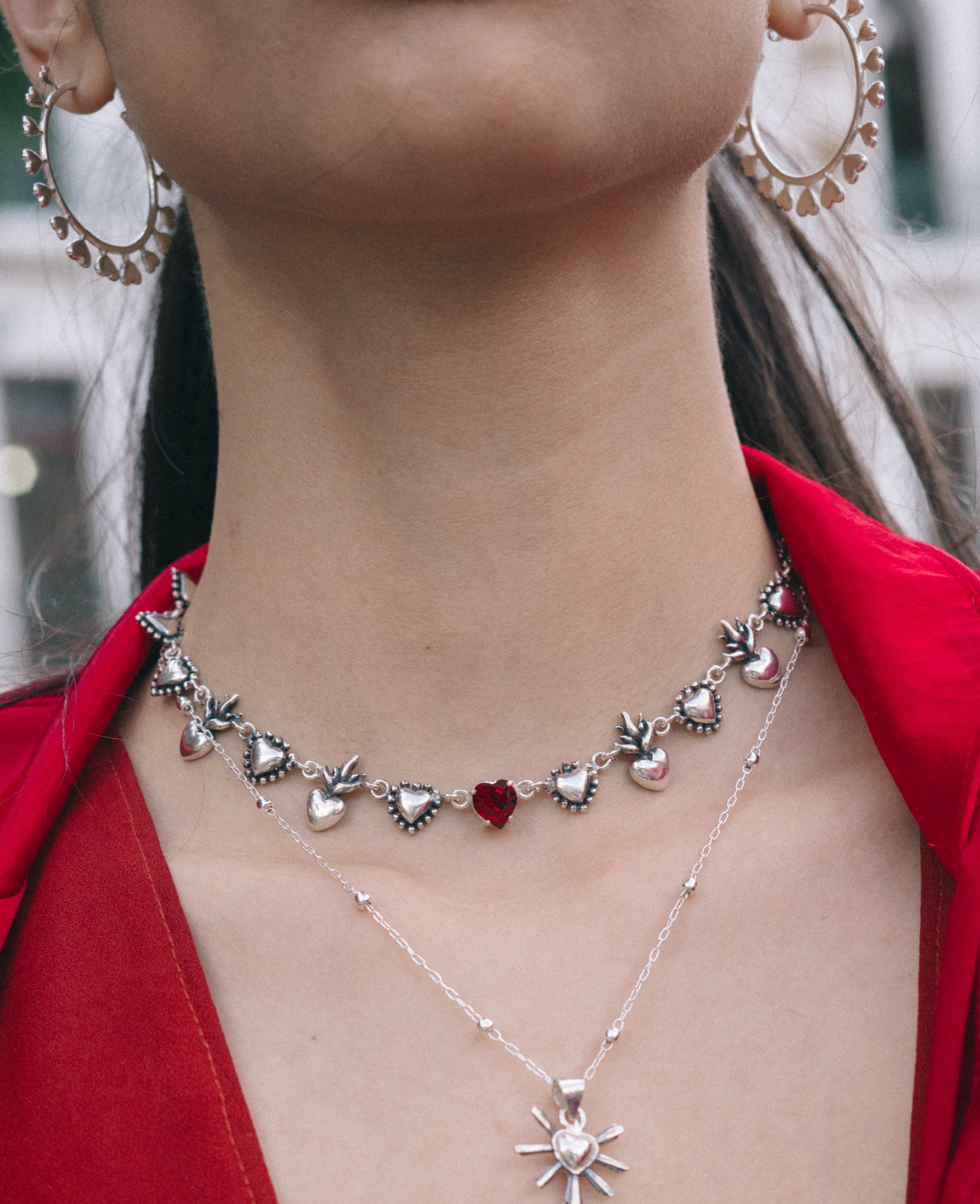 Gargantilla Grana Corazón, joya de plata .925, con cristal Swarovski – Gabriela Sánchez (vista 2)