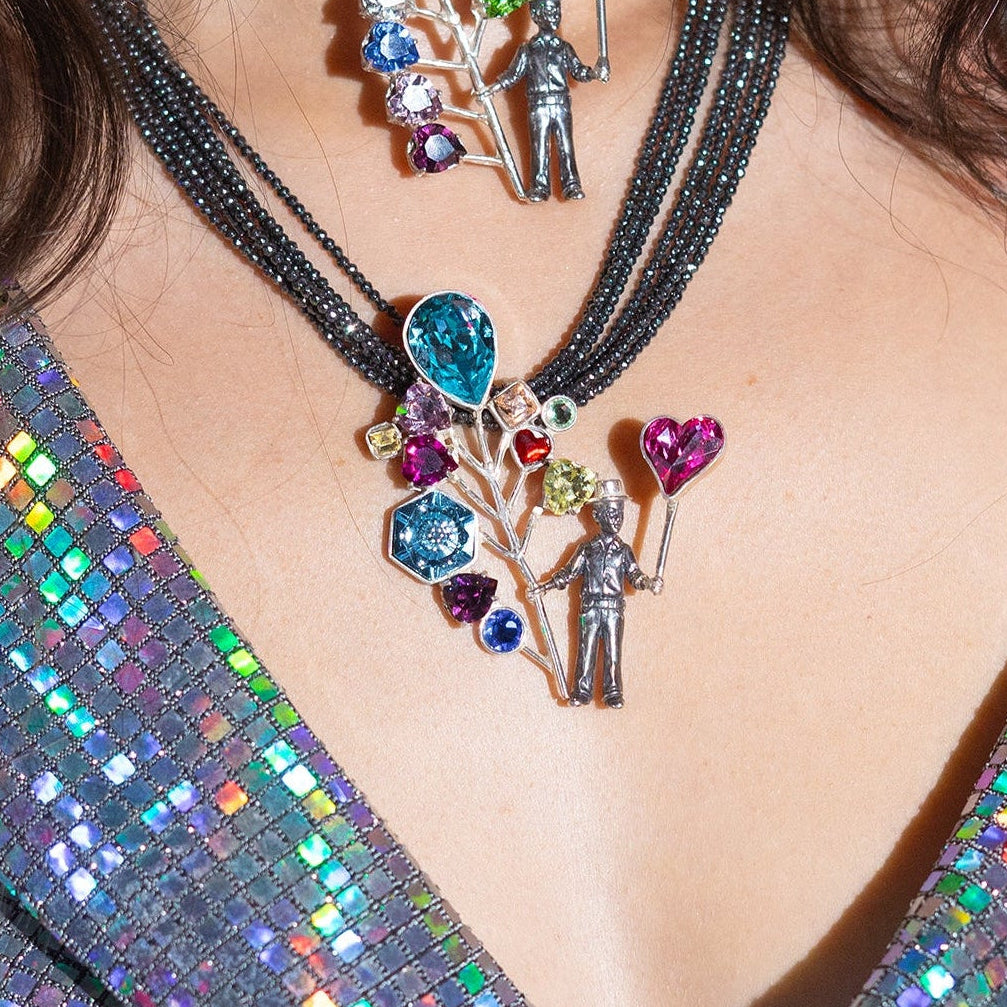 Collar Sueño Multicolor, joya de plata .925, con hematita y cristal Swarovski – Gabriela Sánchez (vista 2)