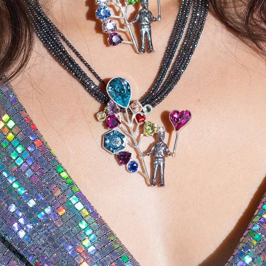Collar Sueño Multicolor, joya de plata .925, con hematita y cristal Swarovski – Gabriela Sánchez (vista 2)