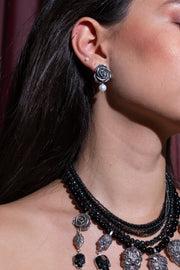Aretes Rosa Con Gema, joya de plata .925, con perla y kunzita – Gabriela Sánchez (vista 7)