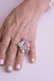 Anillo Dulce Compañía, joya de plata .925, con fosforita y perla – Gabriela Sánchez (vista 3)