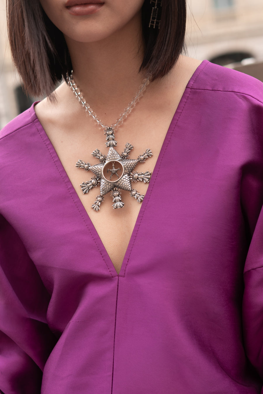 Collar Piñata Lele, joya de plata .925, con cuarzo – Gabriela Sánchez