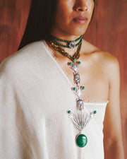 Collar Elixir de Dioses, joya de plata .925, con hematita y malaquita – Gabriela Sánchez
