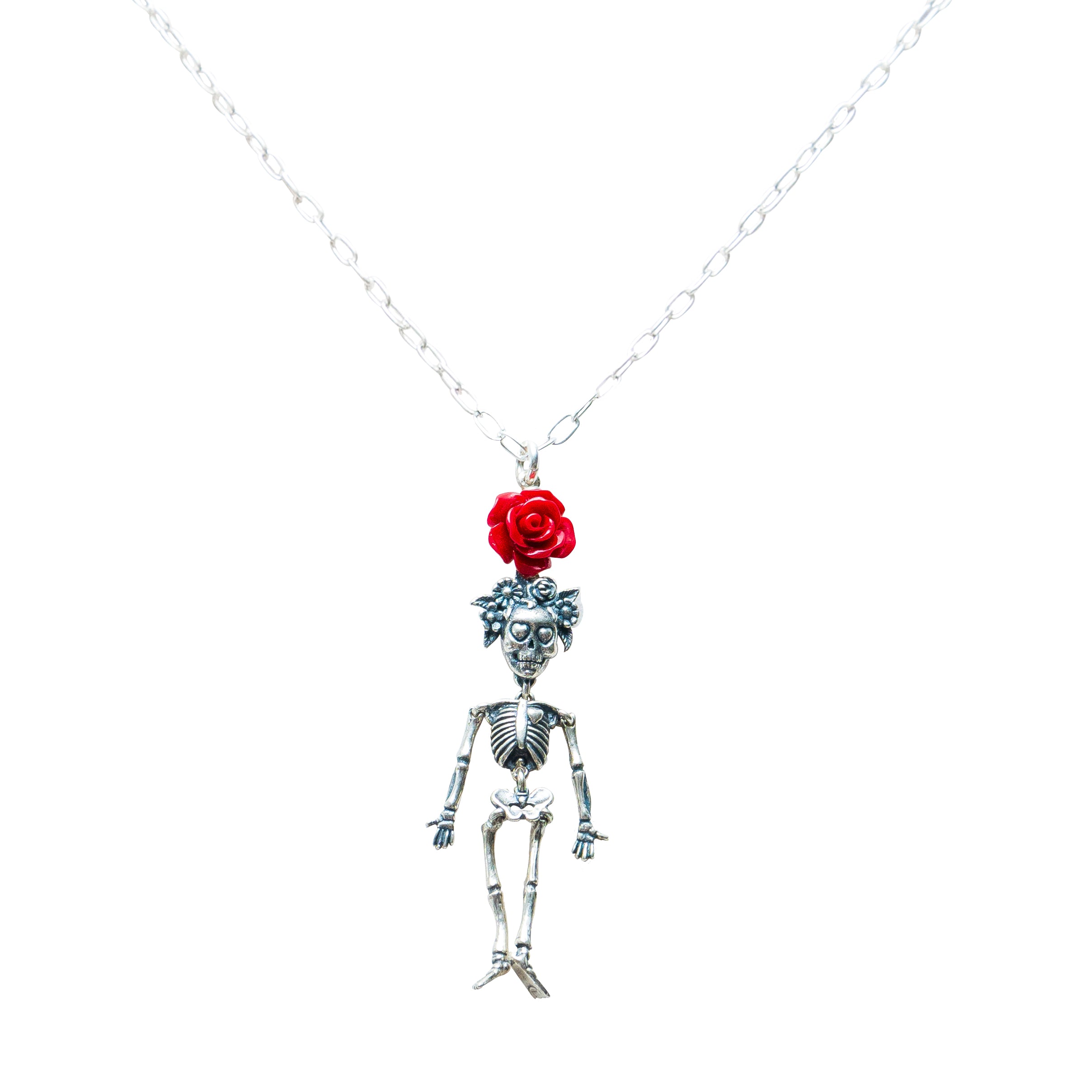 Dije Calaca Con Flor, joya de plata .925, con resina – Gabriela Sánchez