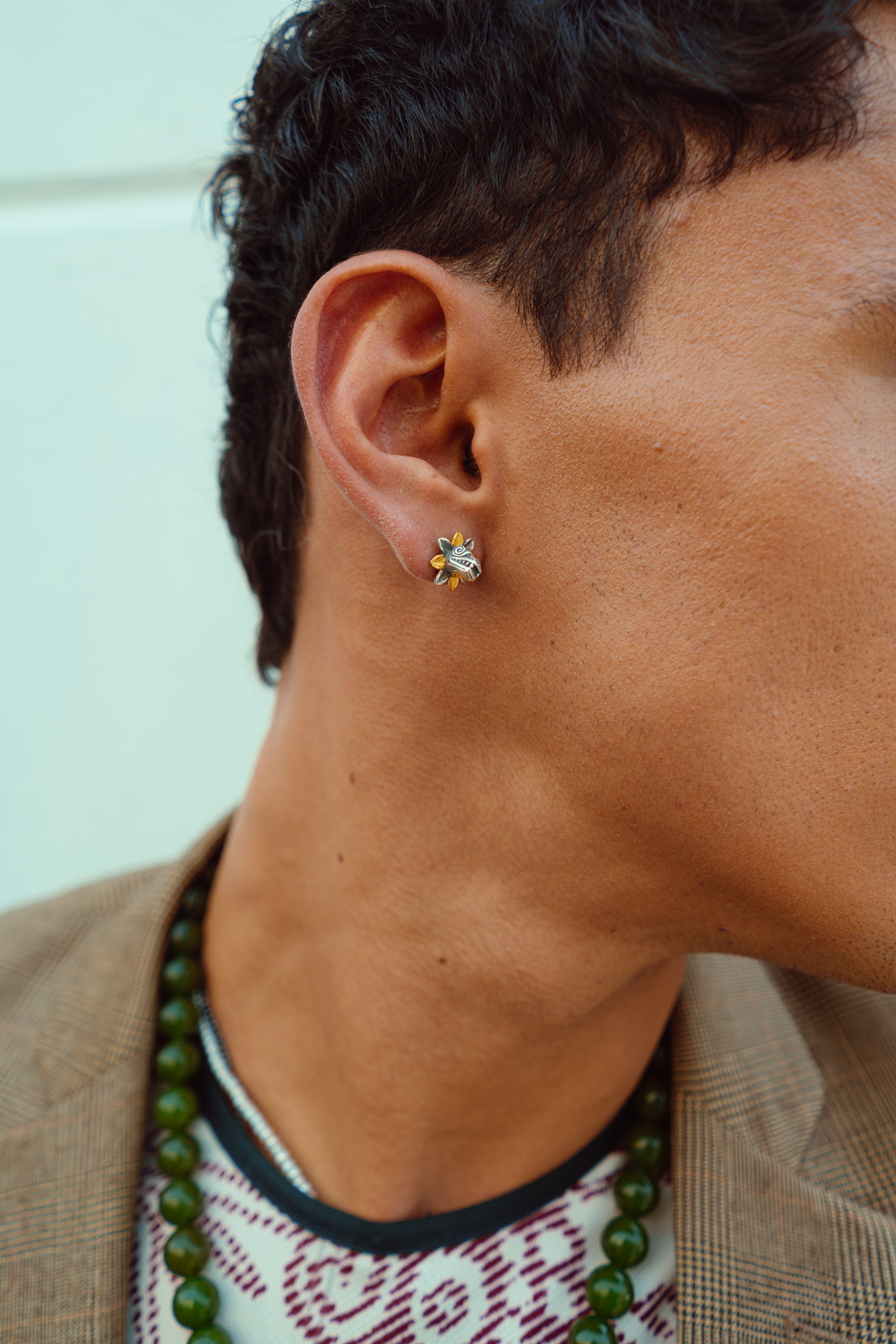 Aretes Kukulcán Flor de Viento, joya de plata .925 – Gabriela Sánchez (vista 2)