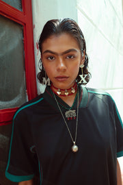 Choker Tierra de Fuego, joya de plata .925, con coral – Gabriela Sánchez (vista 2)