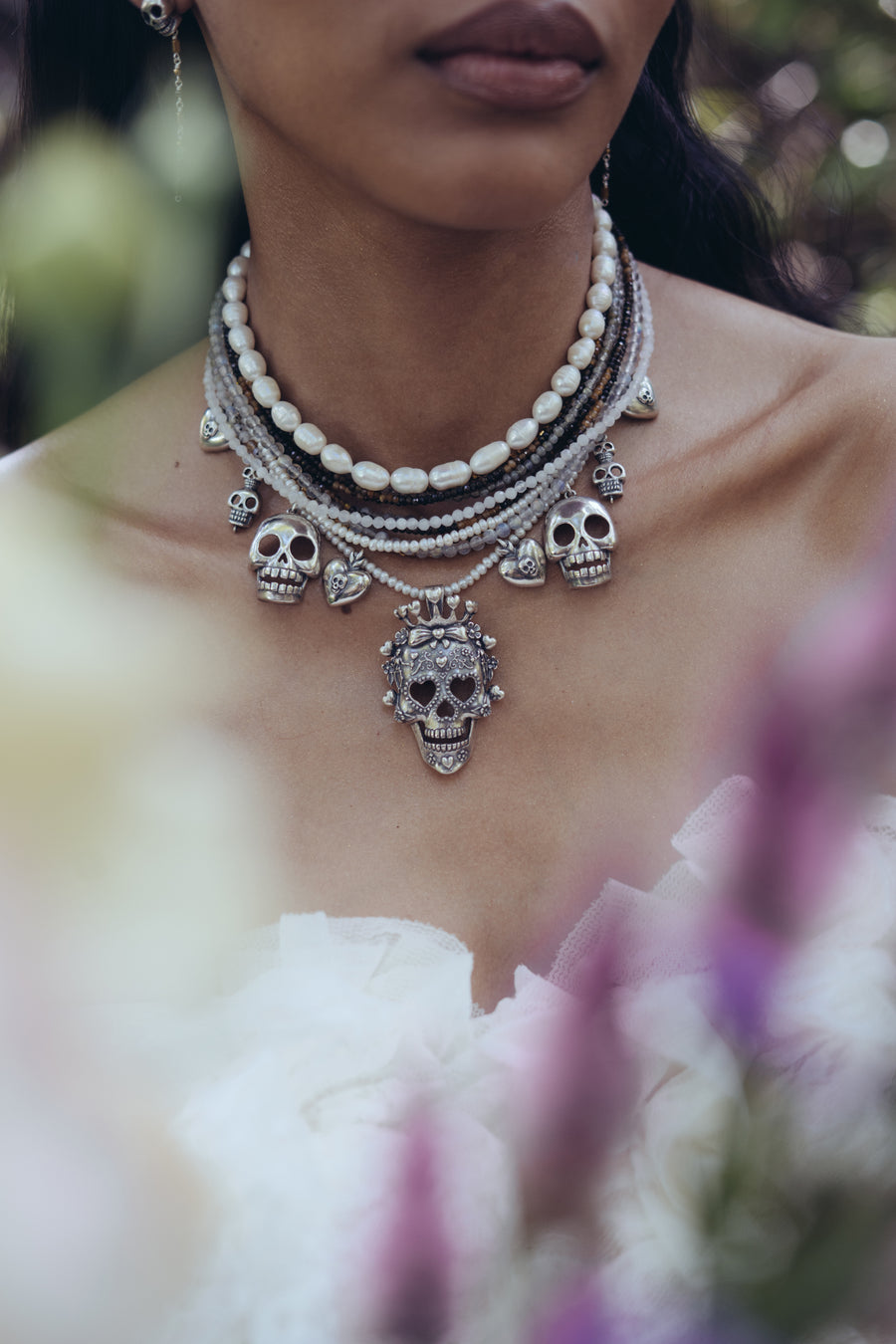 Collar Luz Ancestral, joya de plata .925, con perla y turmalina – Gabriela Sánchez (vista 4)