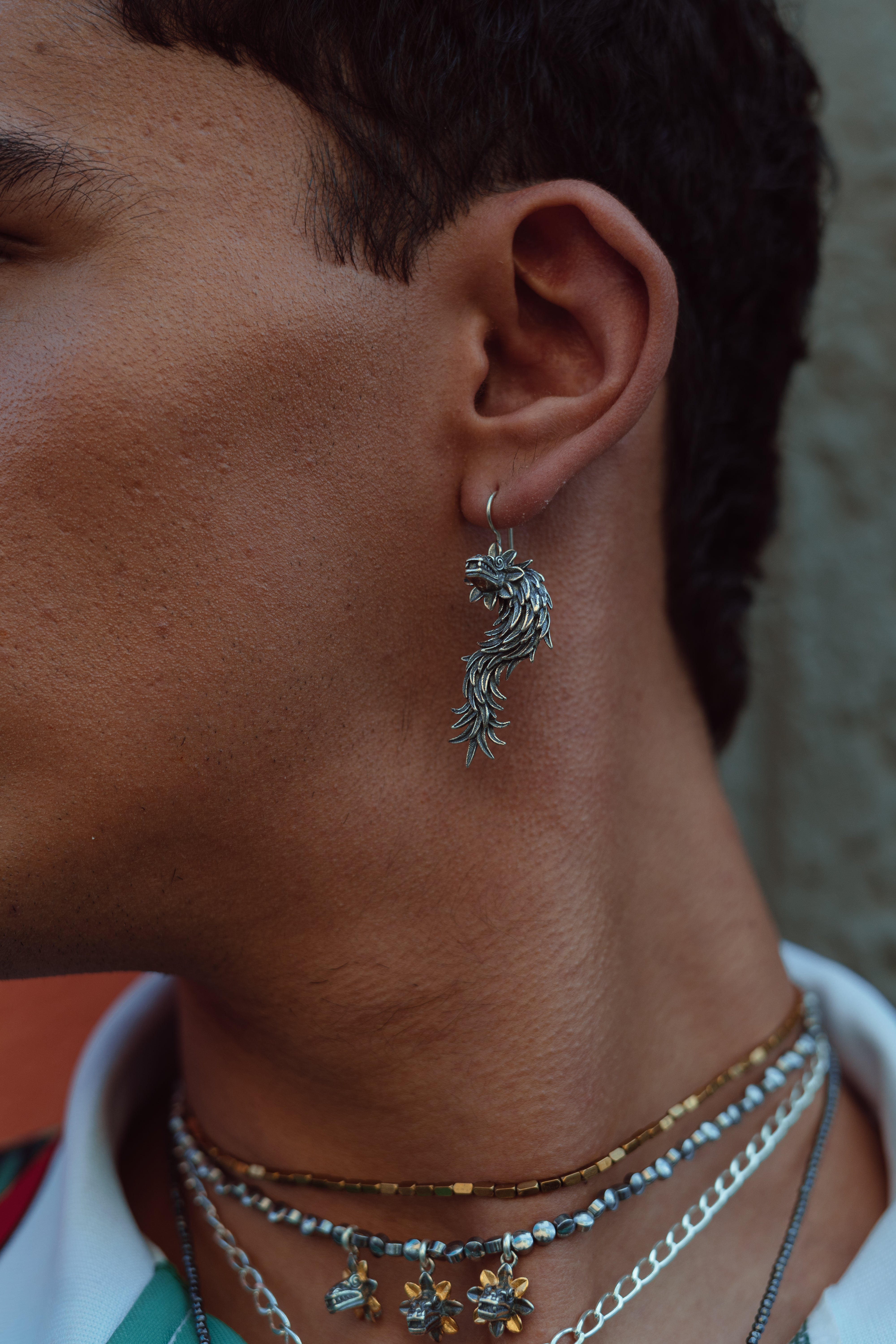 Aretes Quetzalcóatl Arillo, joya de plata .925 – Gabriela Sánchez (vista 2)
