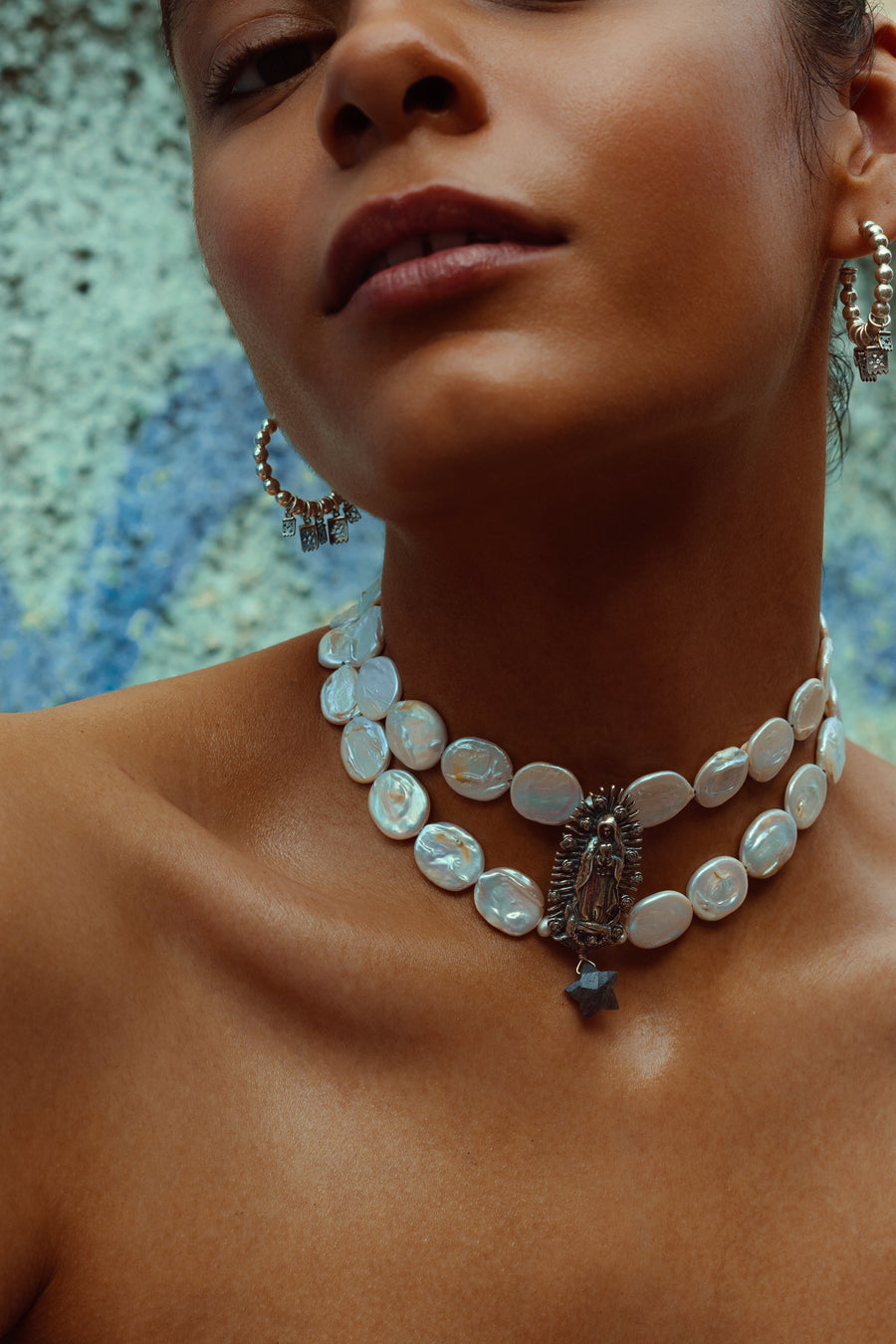 Choker Estrella Bendecida, joya de plata .925, con perla – Gabriela Sánchez (vista 5)