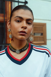 Collar Ojitos Negros, joya de plata .925, con hematita y fucsita – Gabriela Sánchez