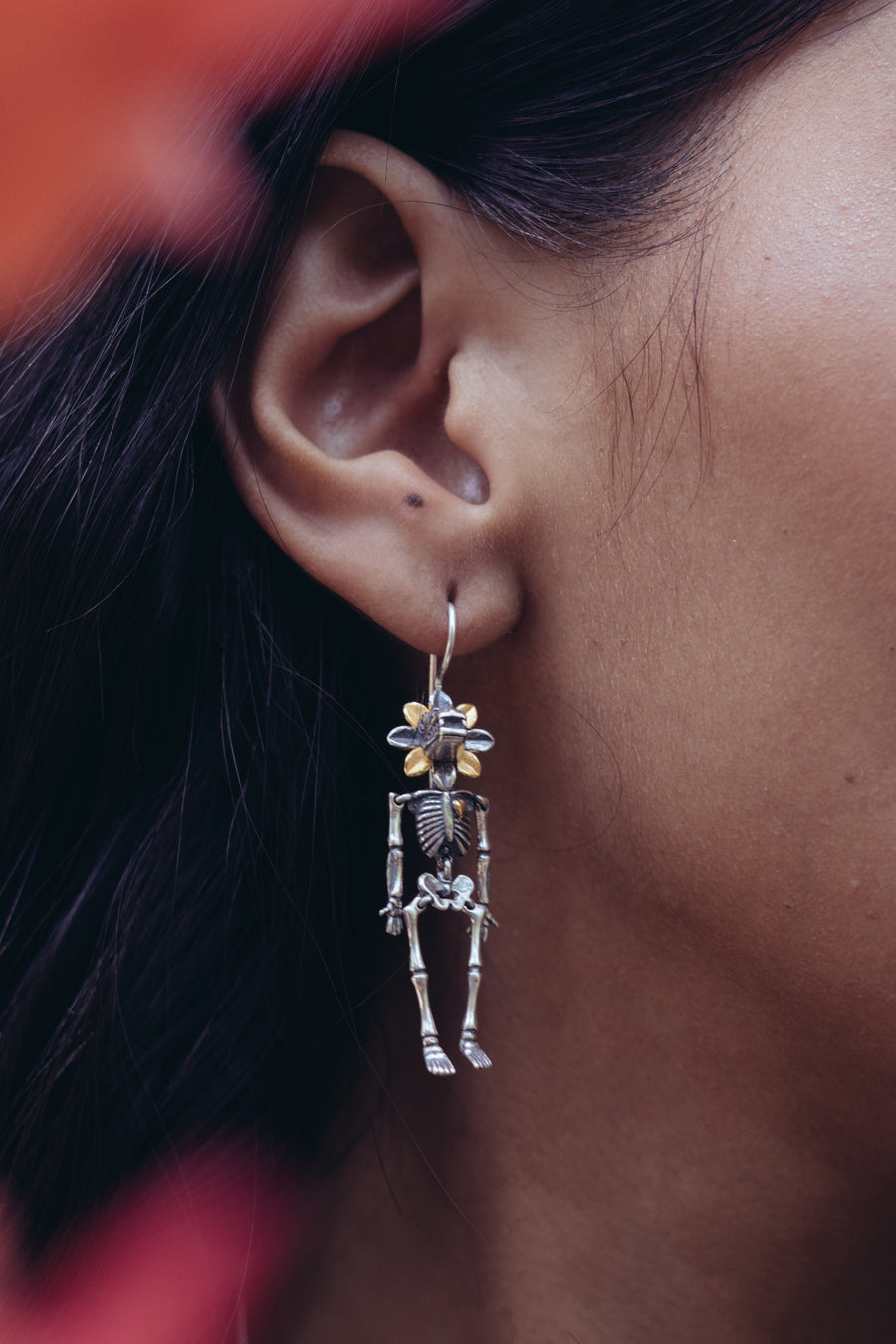 Aretes Huesitos Flor del Viento, joya de plata .925 – Gabriela Sánchez (vista 2)