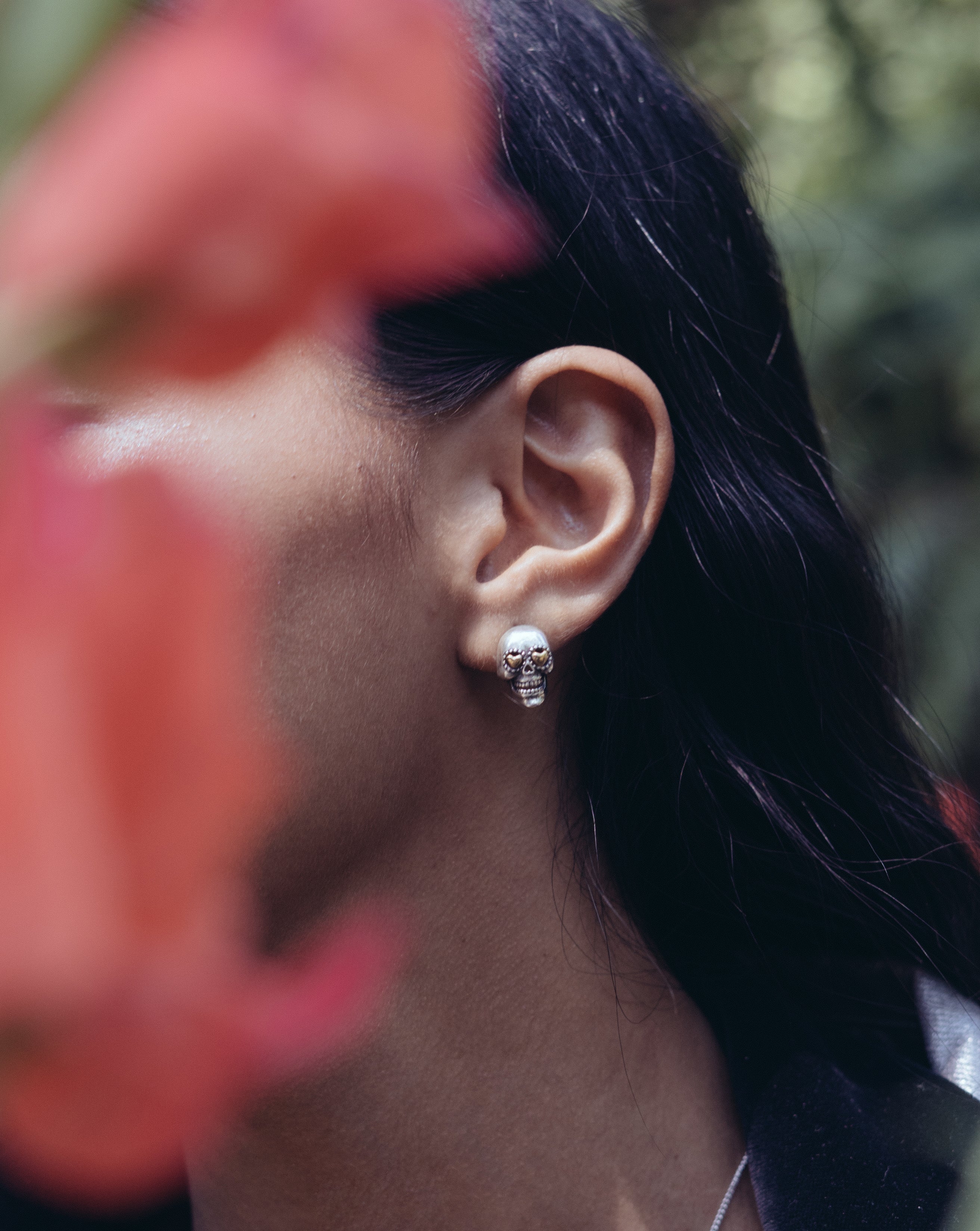 Aretes Calaverita de Azúcar con Corazón, joya de plata .925 – Gabriela Sánchez (vista 2)