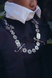 Collar Juego Prehispánico, joya de plata .925, con ámbar y ónix – Gabriela Sánchez