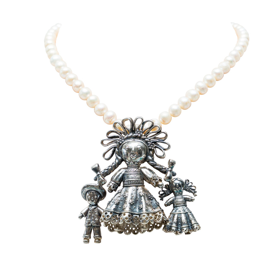 Collar Familia, joya de plata .925, con perla – Gabriela Sánchez (vista 5)