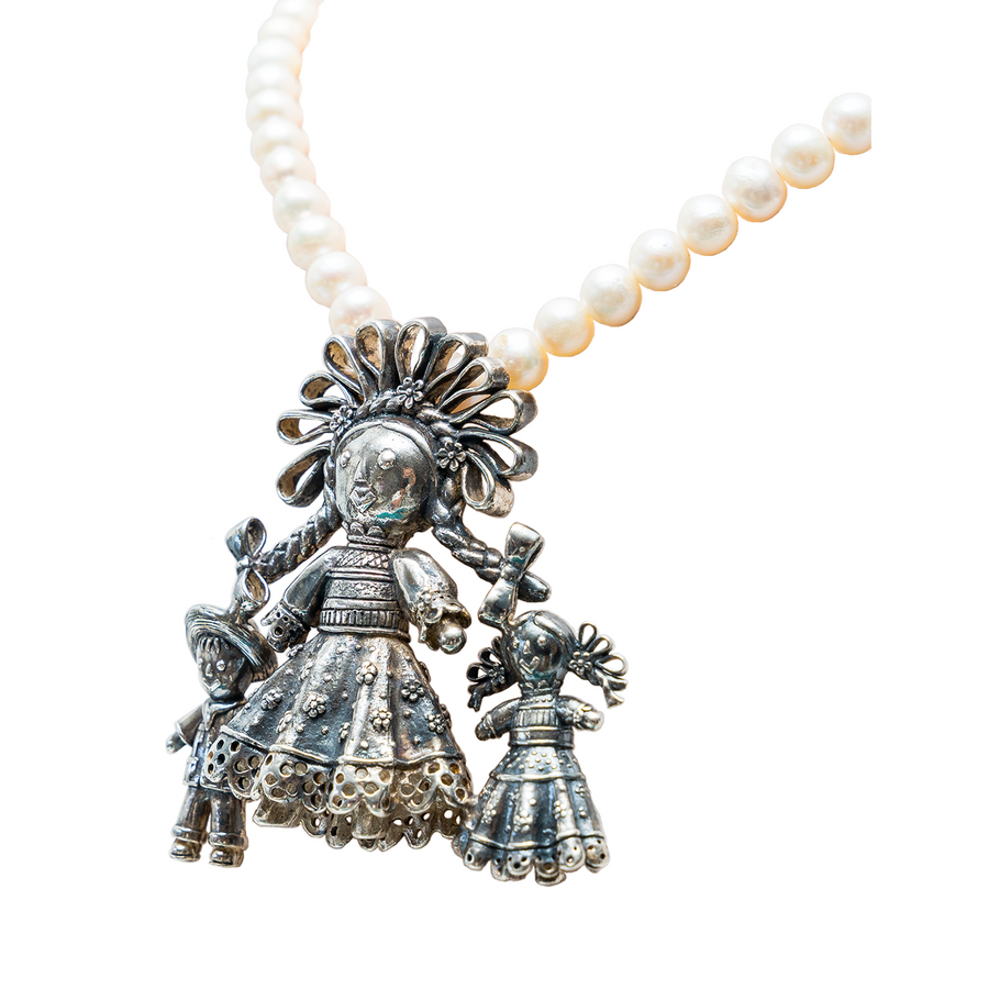 Collar Familia, joya de plata .925, con perla – Gabriela Sánchez (vista 2)