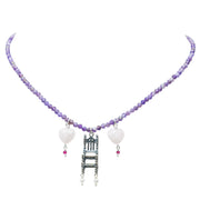 Collar Silla de Armonía, joya de plata .925, con amatista y cuarzo rosa – Gabriela Sánchez
