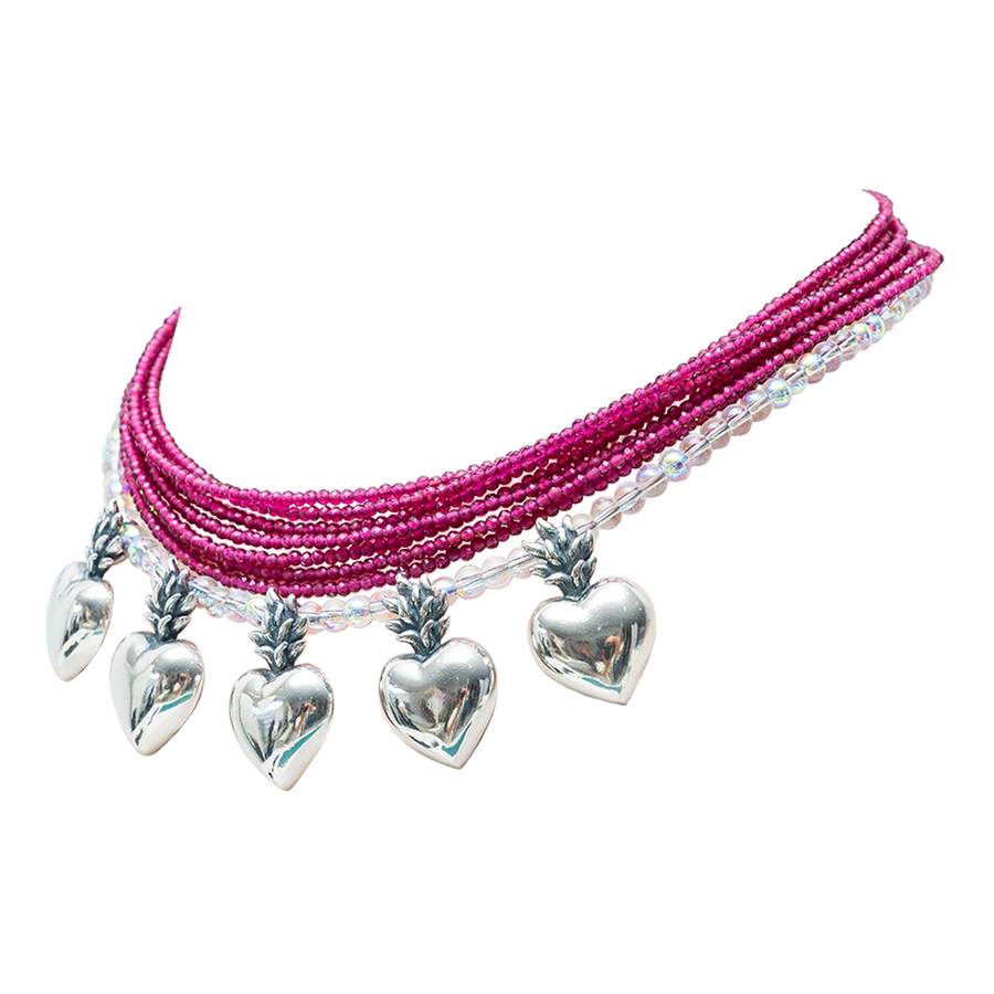Choker Pasión Sagrada, joya de plata .925, con rubí y cuarzo tornasol – Gabriela Sánchez (vista 3)