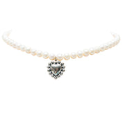 Collar Corazón Puntos Perlitas, joya de plata .925, con perla – Gabriela Sánchez