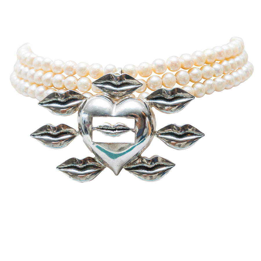 Choker Bésame Mucho, joya de plata .925, con perla – Gabriela Sánchez (vista 2)