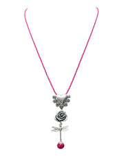 Collar Libélula Corazón, joya de plata .925, con rubí – Gabriela Sánchez