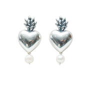 Aretes Corazón Ardiente con Perla, joya de plata .925 – Gabriela Sánchez