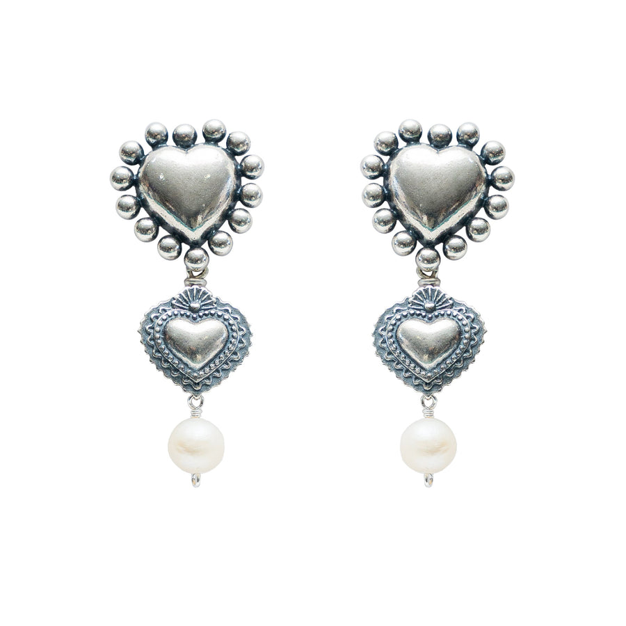 Aretes Llena de Amor con Perla, joya de plata .925 – Gabriela Sánchez