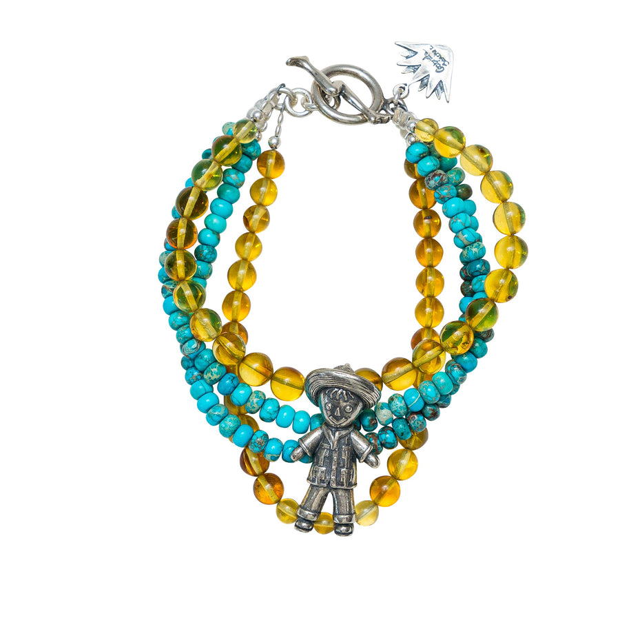 Pulsera Mi Niño, joya de plata .925, con turquesa y ámbar – Gabriela Sánchez (vista 2)
