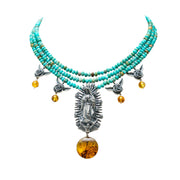 Collar Llena de Gracias, joya de plata .925, con turquesa y ámbar – Gabriela Sánchez