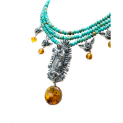 Collar Llena de Gracias, joya de plata .925, con turquesa y ámbar – Gabriela Sánchez (vista 3)