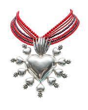 Collar Corazón de Fuego, joya de plata .925, con coral y gemas de colores – Gabriela Sánchez