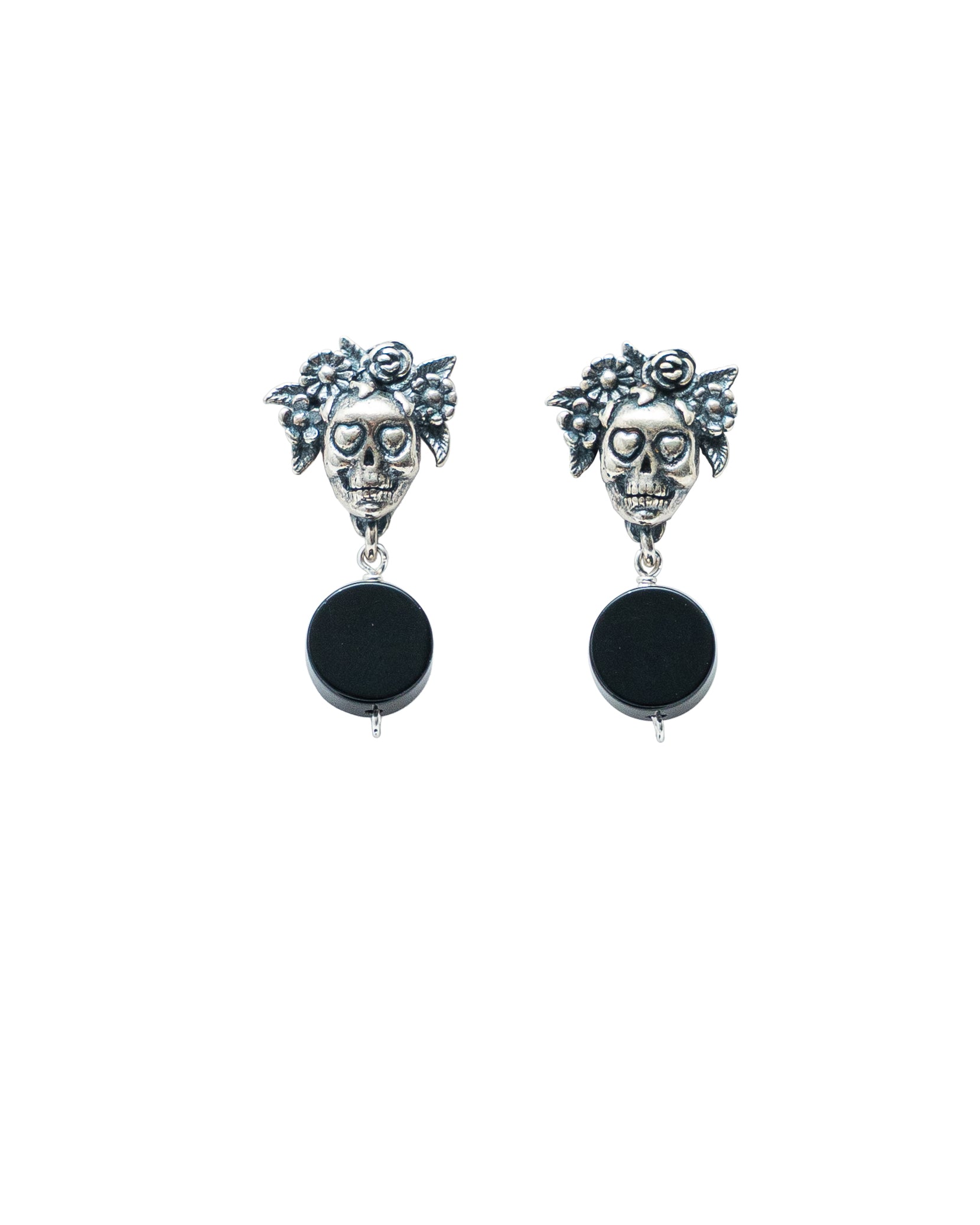Aretes La Catrina, joya de plata .925, con ónix – Gabriela Sánchez