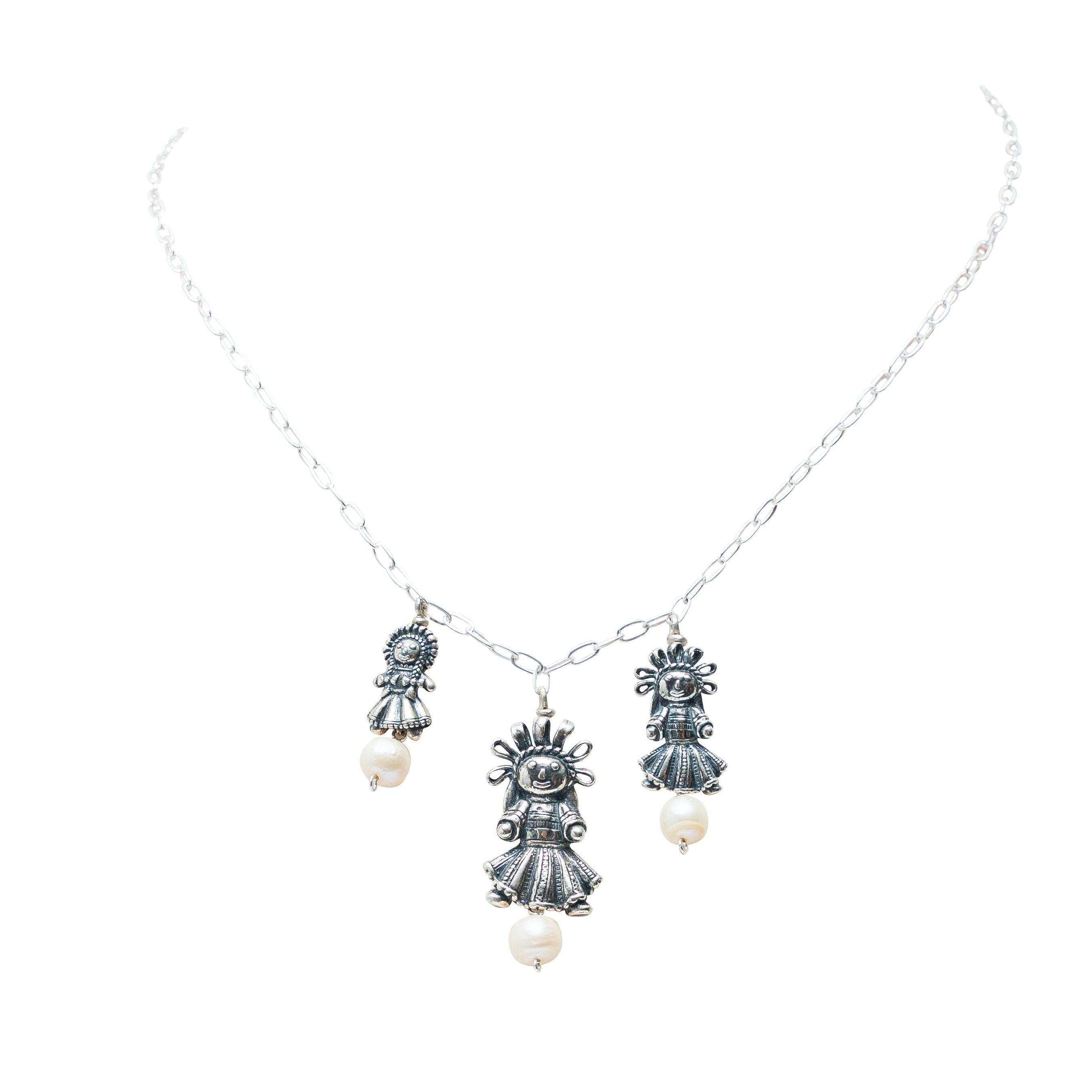 Gargantilla Mis Hijas, joya de plata .925, con perla – Gabriela Sánchez