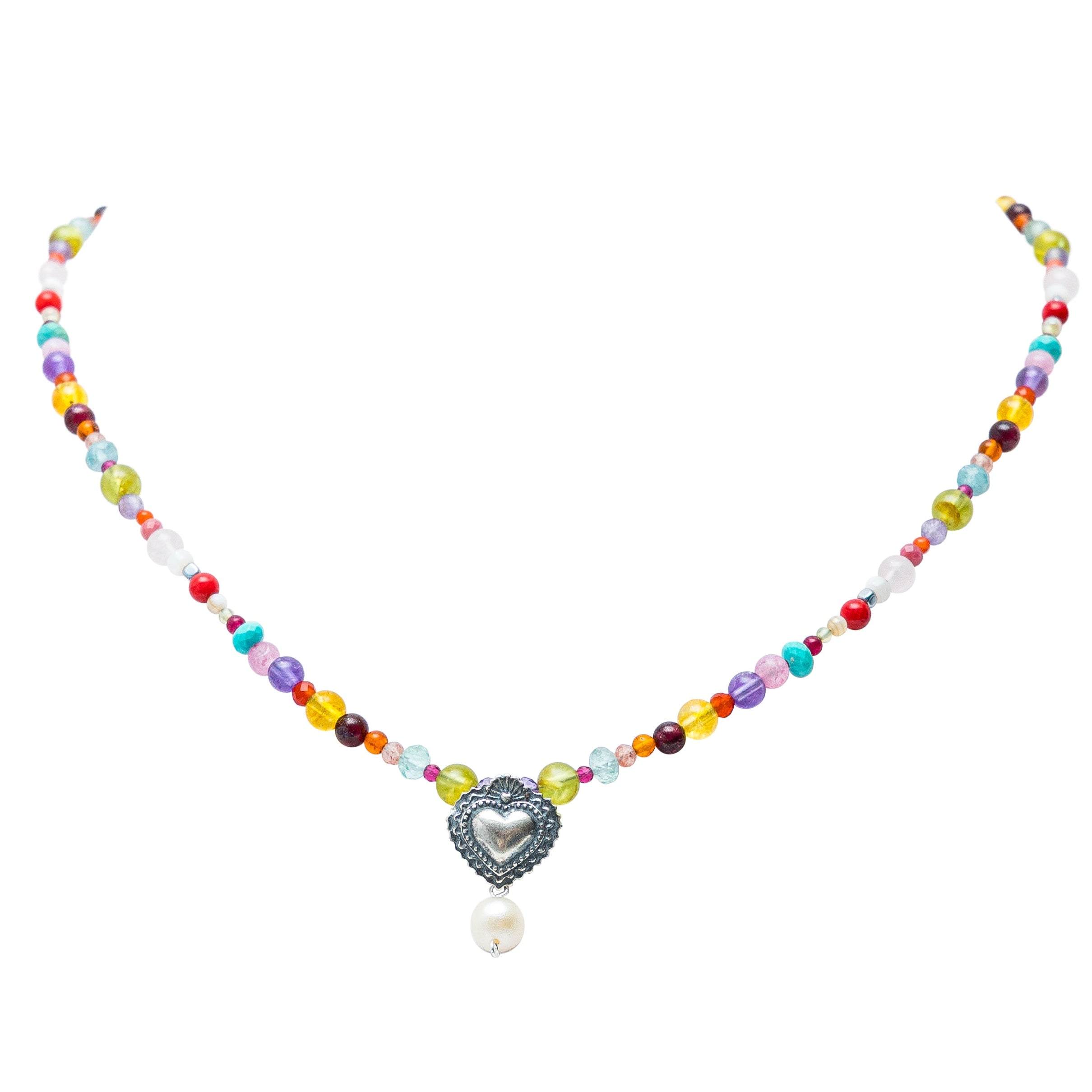 Collar Bordado en Colores, joya de plata .925, con amatista – Gabriela Sánchez