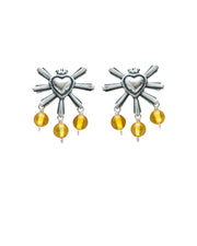 Aretes Corazón de Miel, joya de plata .925, con ámbar – Gabriela Sánchez