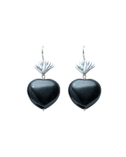Aretes Corazón de Agave, joya de plata .925, con ónix – Gabriela Sánchez