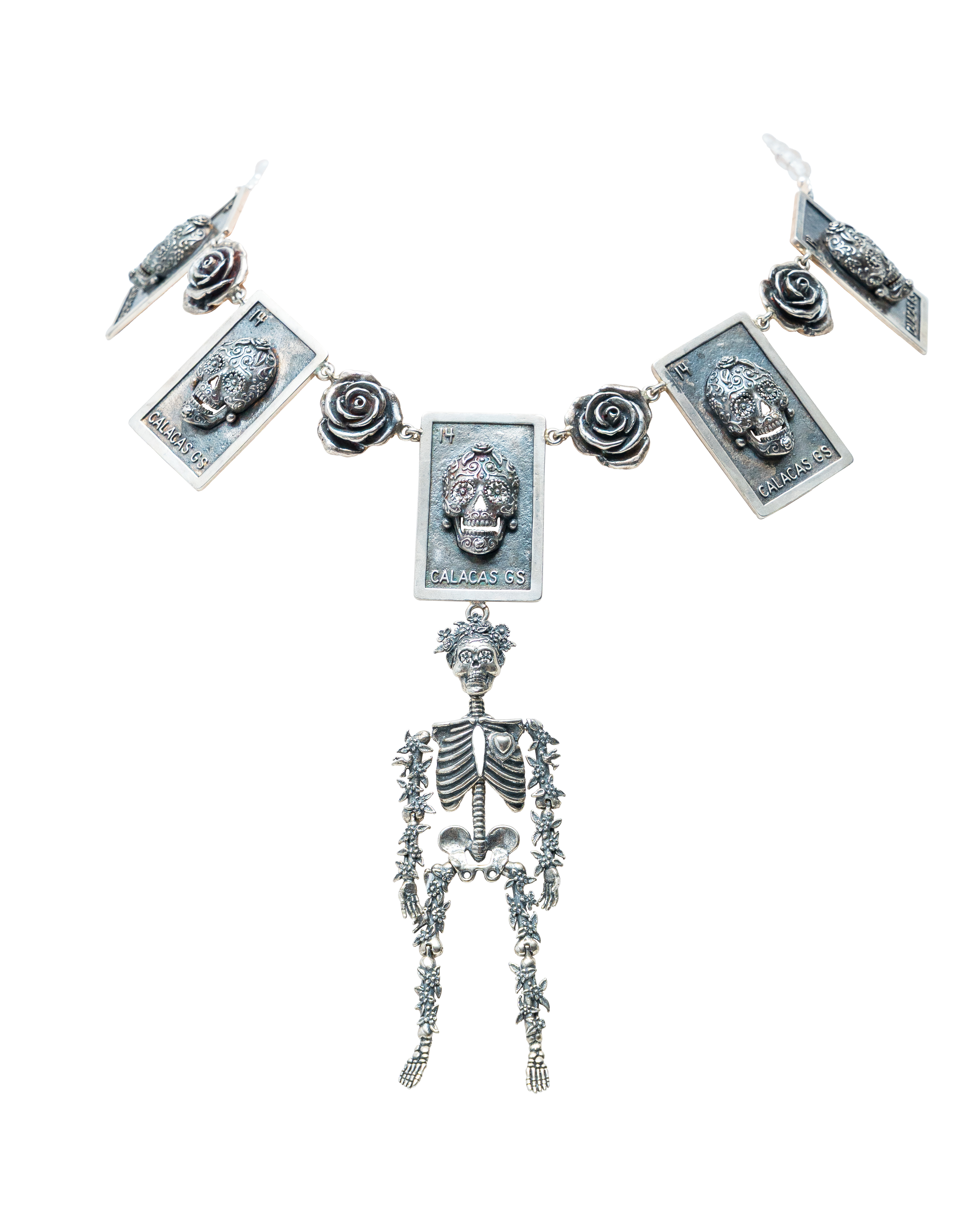 Collar Lotería Baila Catrina, joya de plata .925 – Gabriela Sánchez